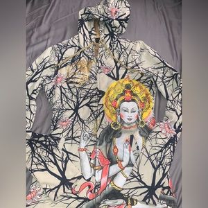 RARE Christian Audigier Buddha Bling Hoodie size small
